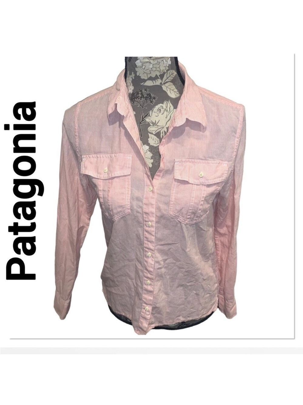 PATAGONIA Pink Pinstripe Button Down shirt size small